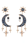 Eye Candy Los Angeles Double Blue Moon Cz Earrings In Gold