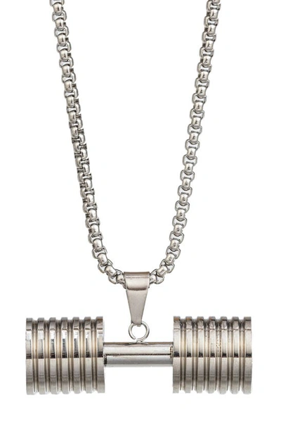 Eye Candy Los Angeles Arnold Dumbell Pendant Necklace In Silver
