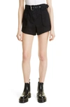 Derek Lam 10 Crosby Montery Belted Cotton Blend Shorts In Black