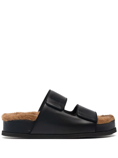 Neous Dombai Shearling-lined Leather Sandals In Black