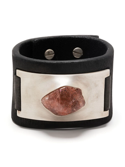 Parts Of Four Amulet Sunstone Leather Bracelet In Black Kudu Waxy Leather