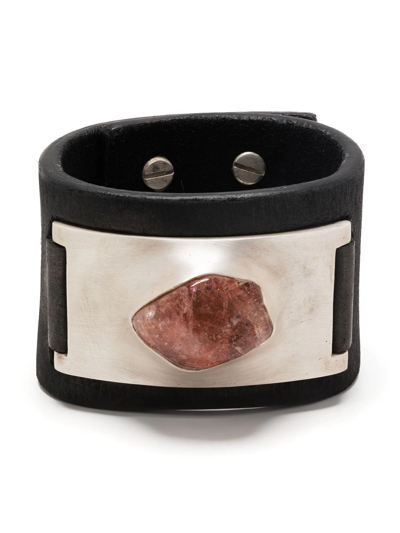 Parts Of Four Amulet Sunstone Leather Bracelet In Schwarz