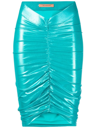 The Andamane Metallic Jersey Jamelia Mini Skirt In Blue