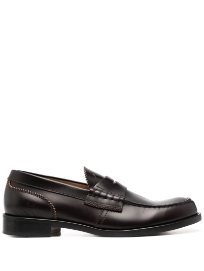 College Pinked-edge Leather Loafers In Black