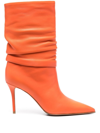 Le Silla Eva 95mm Ruched Ankle Boots In Orange