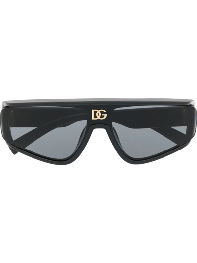 Dolce & Gabbana Square-frame Logo-plaque Sunglasses In Black