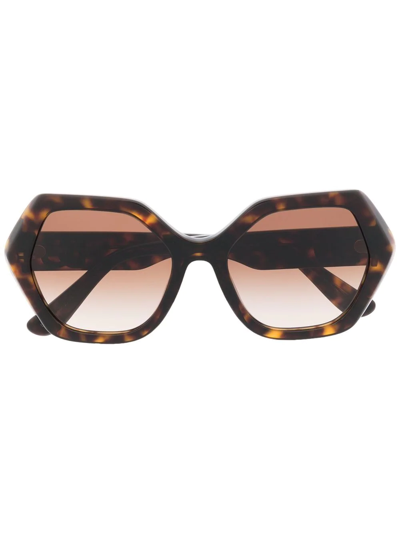 Dolce & Gabbana Dg Crossed Geometric-frame Sunglasses In Brown