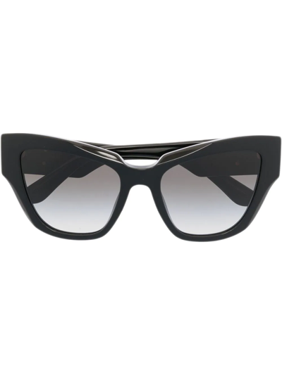 Dolce & Gabbana Logo-plaque Butterfly-frame Sunglasses In Black
