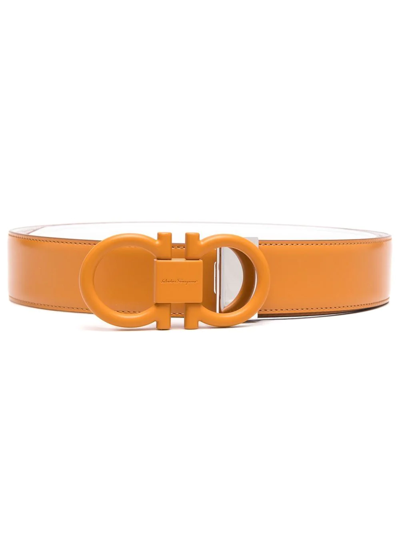 Ferragamo Gancini-buckled Belt In Gelb