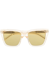 Saint Laurent Neutral Square Frame Sunglasses In Gelb