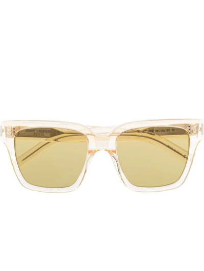 Saint Laurent Neutral Square Frame Sunglasses In Neutrals