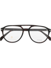 Eyewear By David Beckham Tortoiseshell Pilot-frame Glasses In Braun