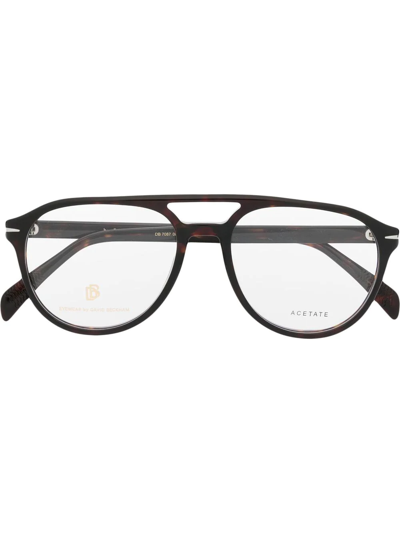 Eyewear By David Beckham Tortoiseshell Pilot-frame Glasses In Braun