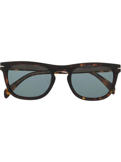 Eyewear By David Beckham Tortoiseshell Square-frame Sunglasses In Braun