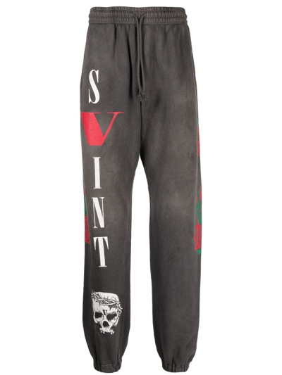 Saint Mxxxxxx X Vlone Logo-print Joggers In Grau