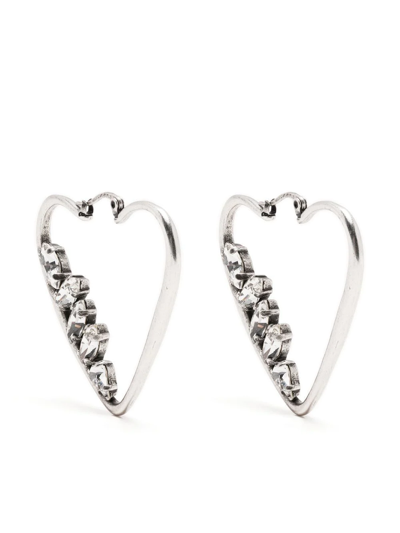 Saint Laurent Crystal Embellished Heart Hoop Earrings