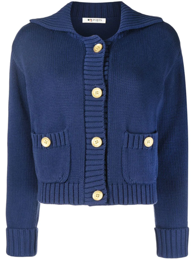Ports 1961 Buttoned Cotton-knit Cardigan In Blue