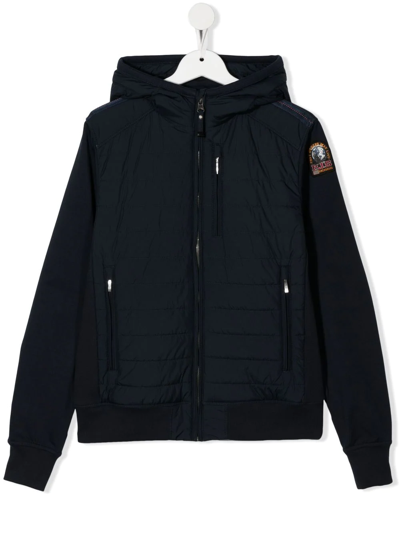 Parajumpers Teen Padded Logo-patch Hooded Jacket In Blue