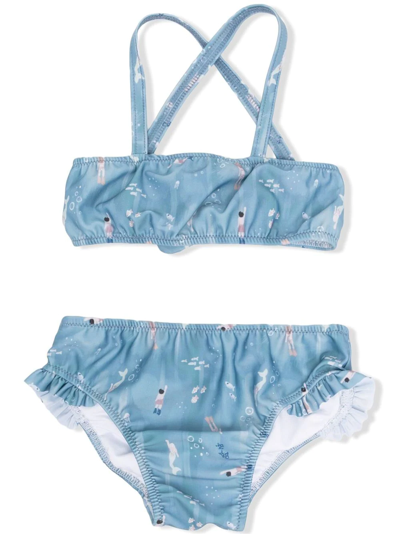 Knot Kids' Swimmers Motif-print Bikini In Blue