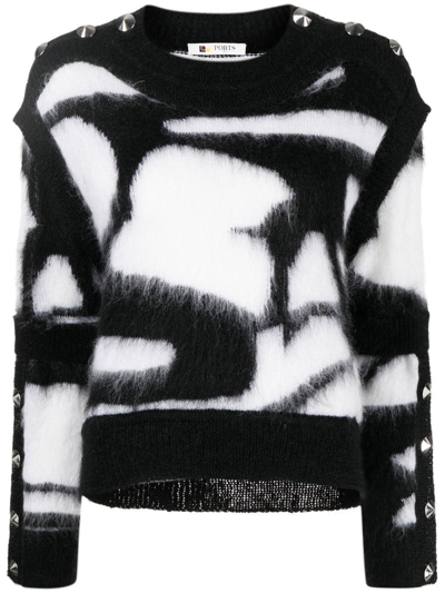 Ports 1961 Two-tone Knitted Jumper In Black