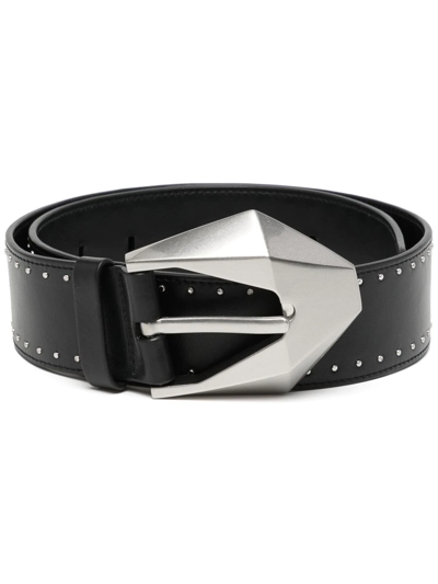 Ports 1961 Studded Leather Buckle Belt In Black