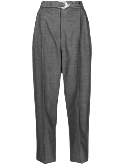 Ports 1961 Belted Tapered-leg Trousers In Grey