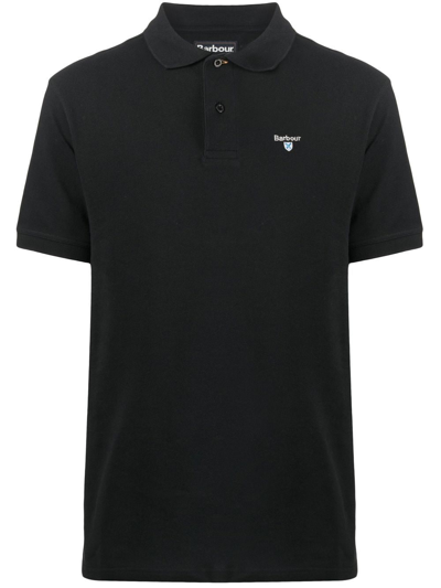 Barbour Logo Embroidered Polo Shirt In Black
