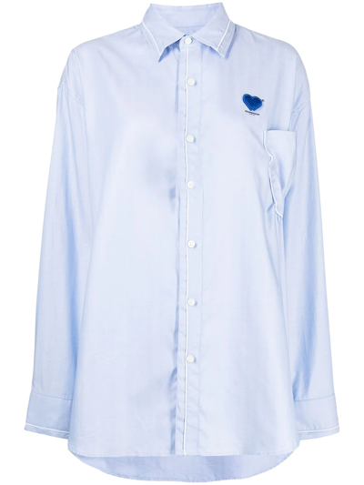 Ader Error Oversized Long Sleeve Shirt In Blue