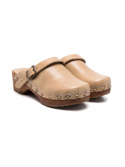 Bonpoint Teen Slip-on Clog Sandals In Brown