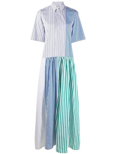 Plan C Striped Cotton Shirt Dress In Azure
