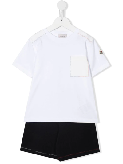 Moncler Kids' Logo-patch Cotton Shorts Set In White