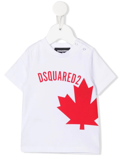 Dsquared2 Babies' Logo-print Cotton T-shirt In White