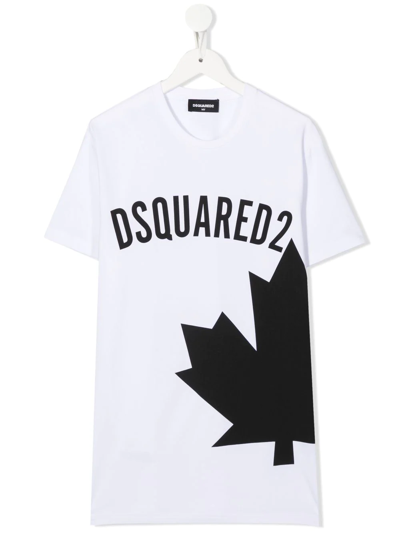 Dsquared2 Teen Logo-print Short-sleeve T-shirt In White