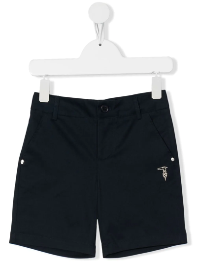 Trussardi Junior Kids' Logo-embroidered Cotton Shorts In Blue
