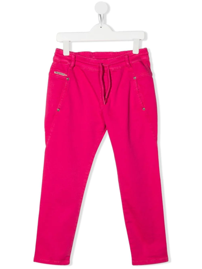 Diesel Teen Drawstring Straight-leg Trousers In Pink