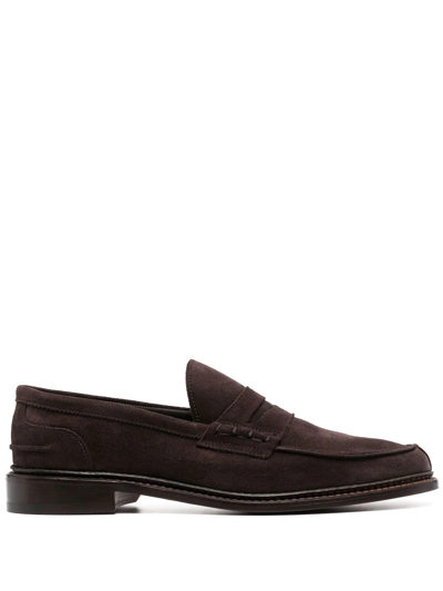 Tricker's Maine Suede Penny Loafers In Brown