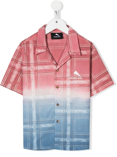 Mauna Kea Kids' Tie-dye Check Print Shirt In Pink