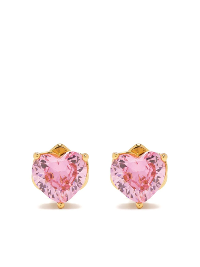 Kate Spade Crystal Heart Stud Earrings In Pink