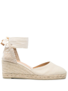 Castaã±er Carina Lace-up Wedge Espadrilles In Neutral