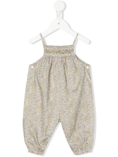 Bonpoint Baby Lilisy Floral Cotton Jumpsuit In Beige