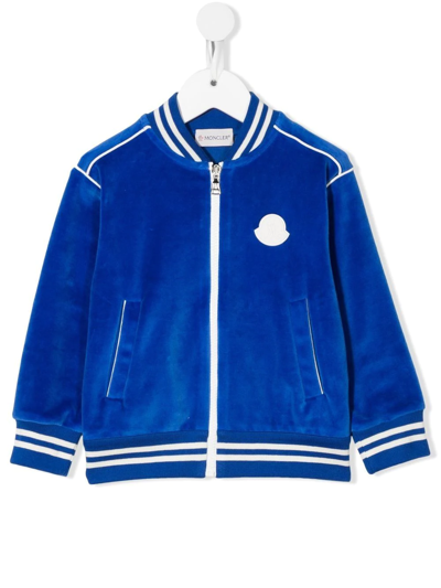 Moncler Kids' Contrast-trimmed Bomber Jacket In Blue