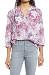 Nydj High/low Crepe Blouse In Provence Palms