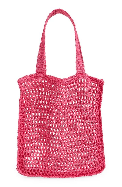 Topshop Crochet Tote Bag In Pink ModeSens