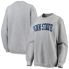Pressbox Women's Gray Penn State Nittany Lions Comfy Cord Vintage-like Wash Basic Arch Pullover Sweatshirt In Gray