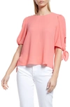 Cece Tie Sleeve High-low Blouse In Cameo Coral