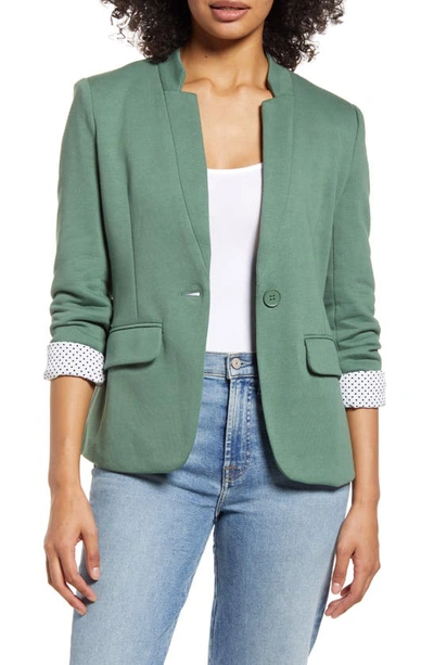 Gibsonlook Inverted Notch Collar Cotton Blend Blazer In Sage