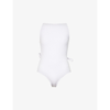 Bottega Veneta Backless Intrecciato-pattern Woven Swimsuit In Mirth Washed