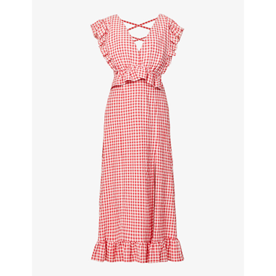 Nobody's Child Ivy Gingham Crepe Midi Dress In Red