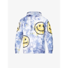 Market X Smiley Allover Print Tie-dye Hoodie Sweatshirt In Yellow Blue Tie-dye