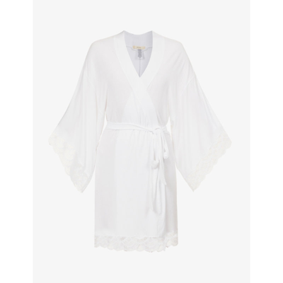 Eberjey Marry Me Mademoiselle Stretch-modal And Lace Robe In White